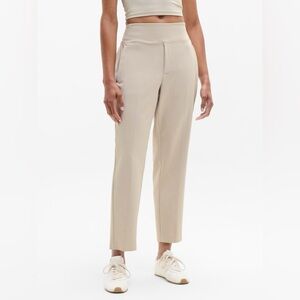 Athleta High-Rise Cropped Straight Pants in Light Beige